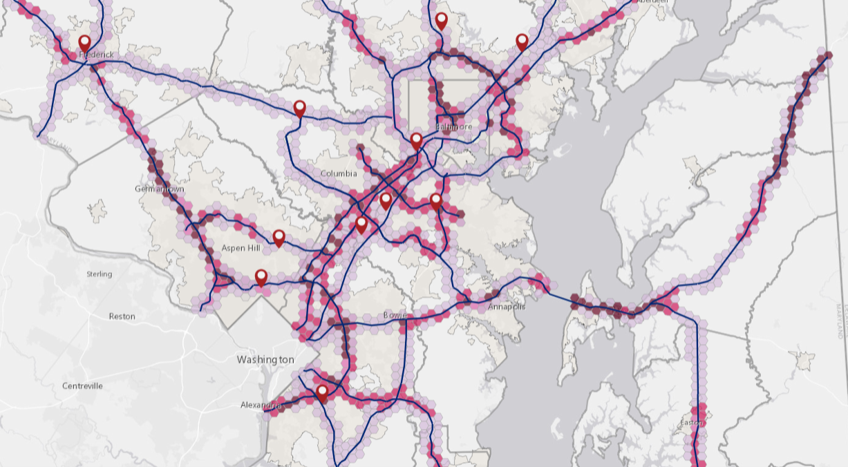 Maryland EV Charging Sustainability map